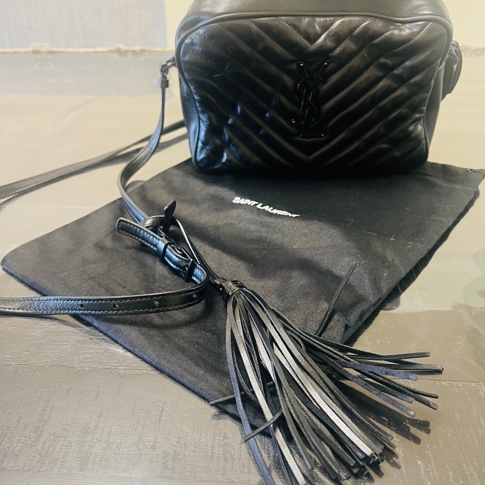 Saint Laurent Lou Mini YSL Camera Bag in Smooth Quilted Leather